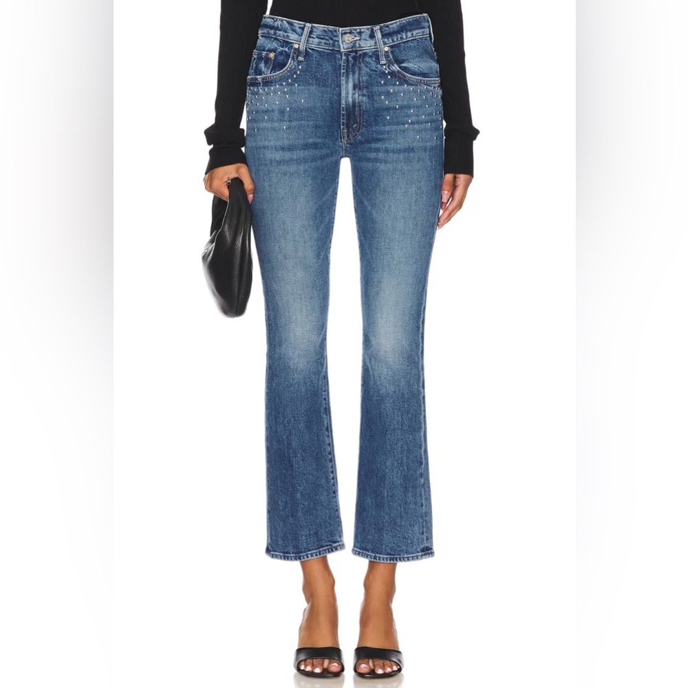 Mother Superior The Insider Flood Metal Magic Studded Crop Jeans NWT 27